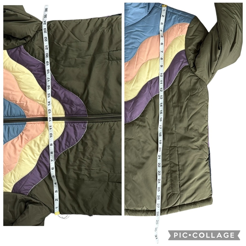 Cleo + Wolf Women's Rising Sun Color Block Puffer Jacket Mountain Boho Size XL - Picture 5 of 8